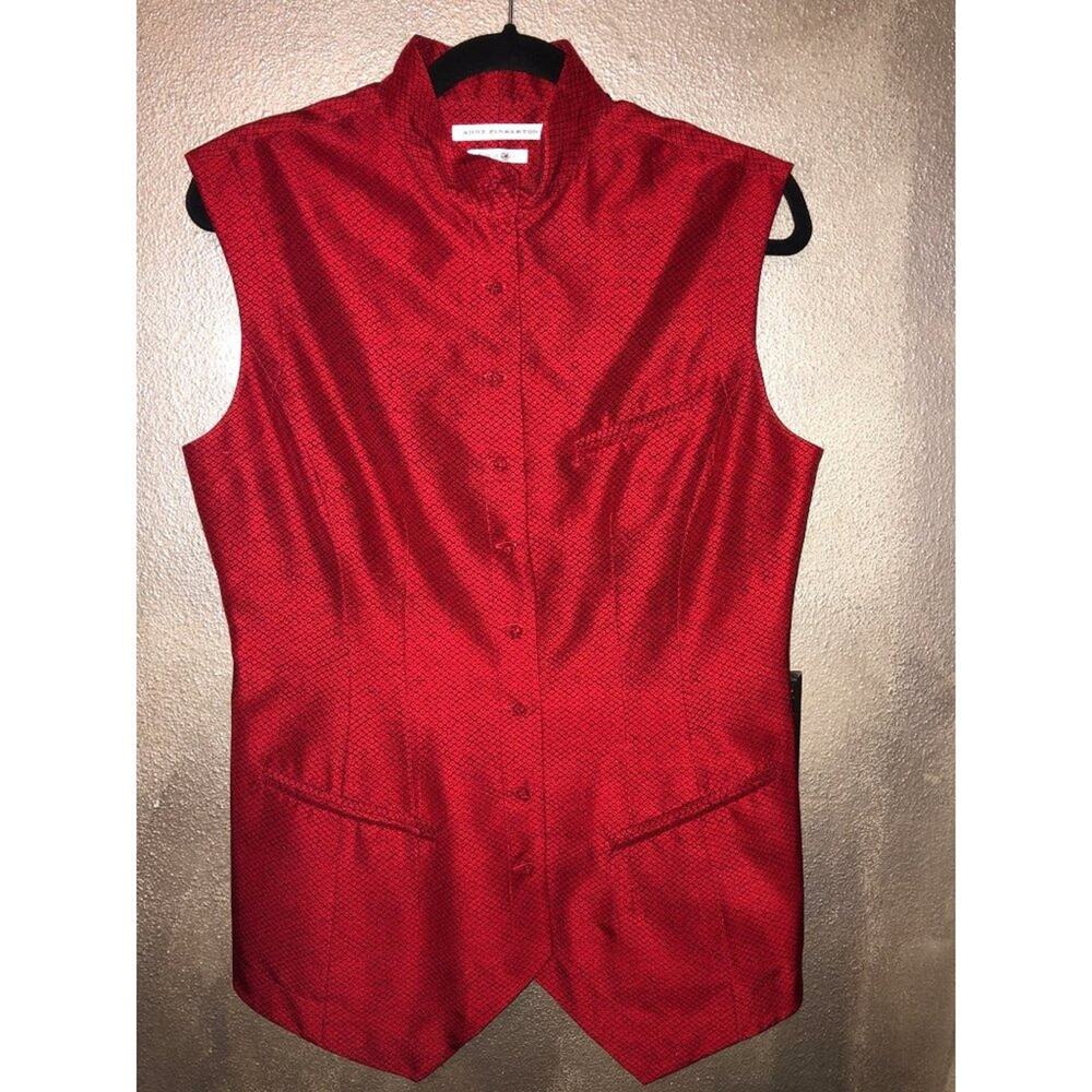 Anne Pinkerton Preppy Academia Vintage Western Red Sleeveless Top / Vest NWOT